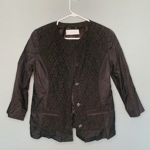 T Tahari Button Up Black Lace Jacket